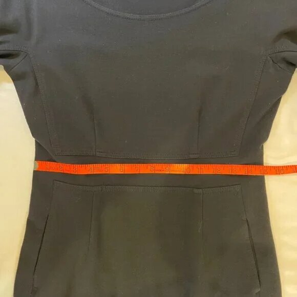 Theory Luanne Ponte Knit Dress 3/4 Sleeves Mini Black Round Neck Size M - Picture 8 of 14